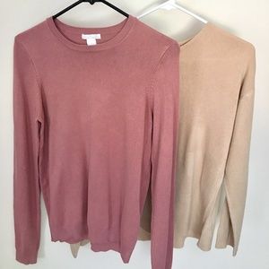 Tan and pink pull over sweaters